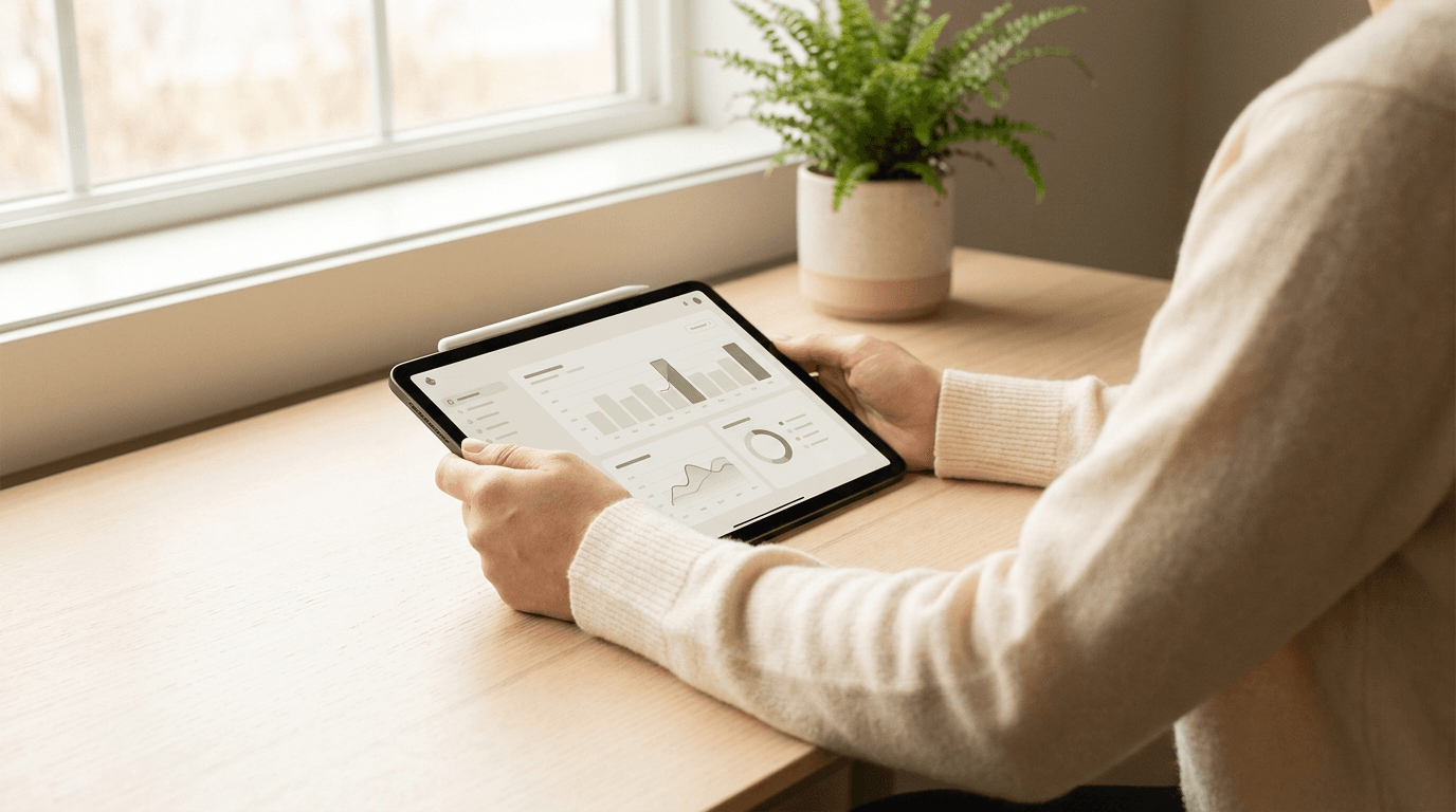 A licensed physician reviewing a patient case on a tablet